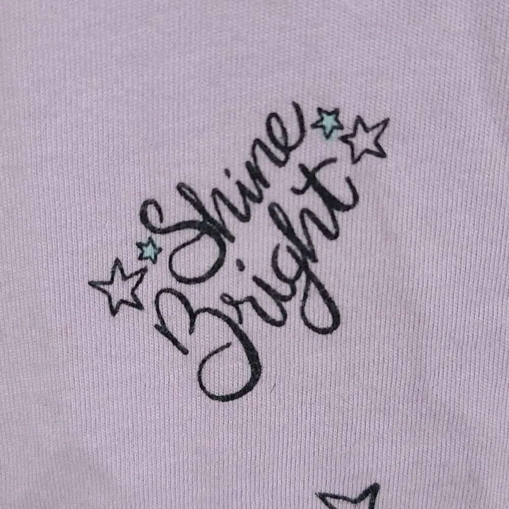 Justice Girls 10 Lavender Purple Unicorn Shine Bright Tee Long Slv T-Shirt